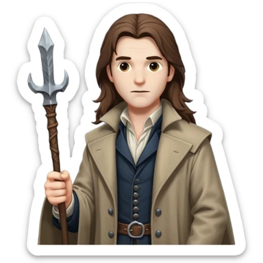 Van Helsing (male) from Dracula with long brown hair sticker