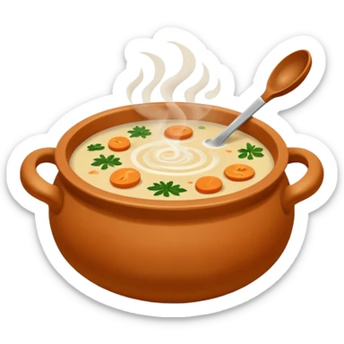 soup in clay, no spoon sticker