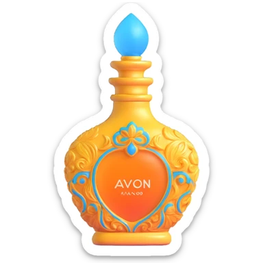 vintage AVON perfume bottle, ornate glass design from 1970s sticker