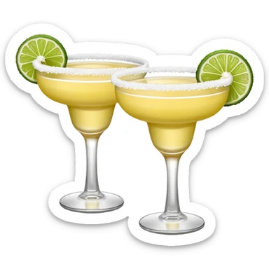 2 margaritas. one normal and one spicy. NO ICE - normal margarita glass with salt on the rim. one should be just with the margarita and the salt. the spicy one should have a small red pepper showing  on top sticker