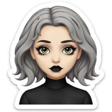  Beige olive skin  grey wavy hair black lips goth girl sticker