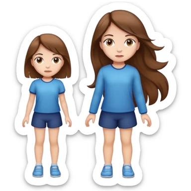full body girl with brown hair standing up neutral expression sticker