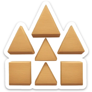 3 wooden blocks that when stacked become a triangle sticker