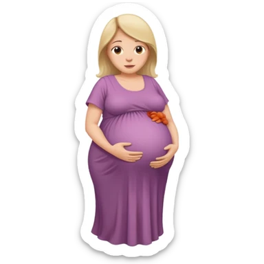 very heavily pregnant overdue woman with very large belly  sticker