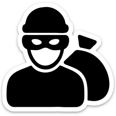 Add a bag of loot to the male burglar character, keep the icon solid style, with no background. sticker
