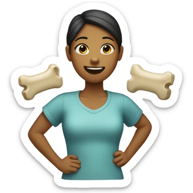 Girl with dog bone in mouth sticker