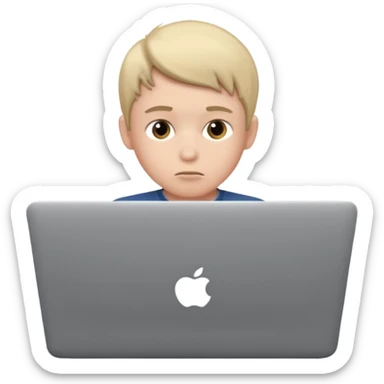 boy using laptop sticker