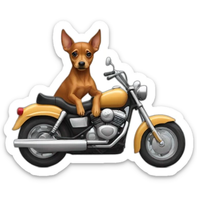 caramel-color-pinscher-dog-driving-a-motorcycle sticker