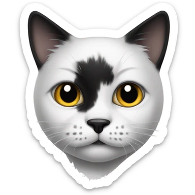 White cat with black patches  sticker