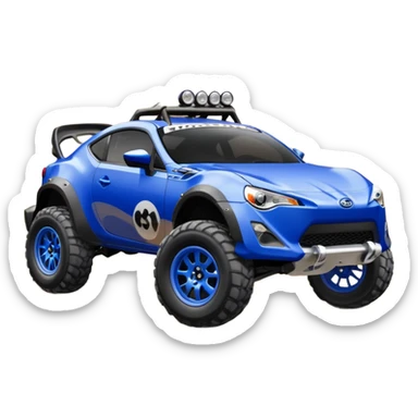 2013 scion fr-s ultramarine off road 4wd monster Baja dessert racer number 86 with large silver wheels  sticker