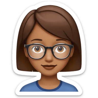 A person emoji with glasses and small smile with short brown hair sticker