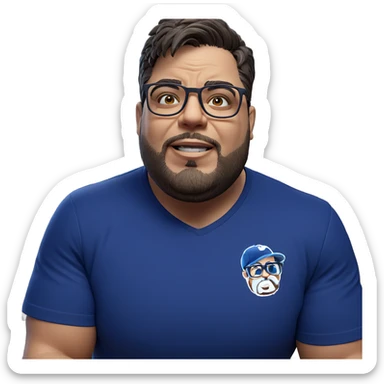 muscular male with glasses indoors sticker