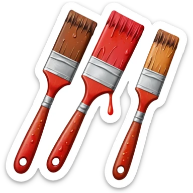 STICKER PINCEAUX ROUGE ET BRUN AVEC  PEINTURE ET TACHE DE PEINTURE sticker