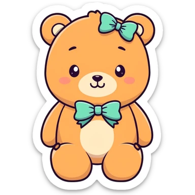 white cute bear bows pink sticker