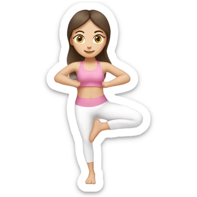 White Brunette Girl doing yoga in pink tones  sticker