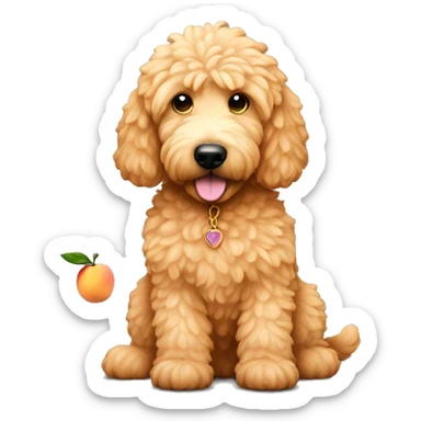 Golden doodle with peach sticker