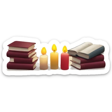 Books and candles entering for a window burgundy sticker