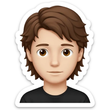 Menino de 15 anos de cabelo ondulado e roupa preta  sticker