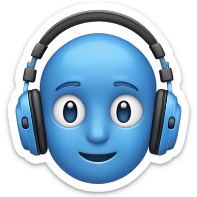 Blue circle emoji listening to music sticker