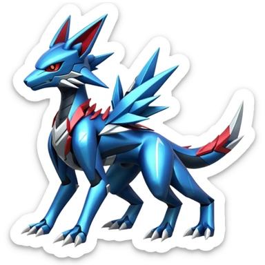 Shiny Futuristic Modern Zeraora-Dialga-Zoroark-fusion sticker