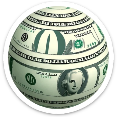 Snow ball with dollar bills  sticker