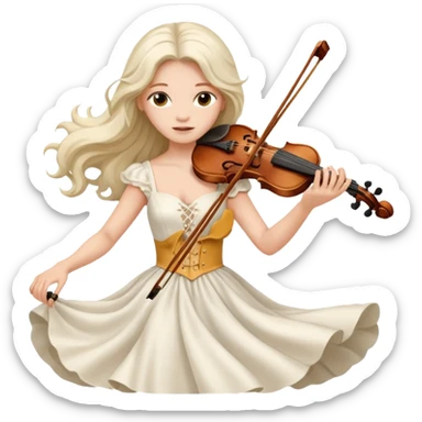 woman playing violin with white dress sticker