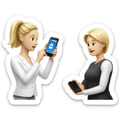 white woman showing her phone to another white woman sticker