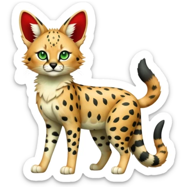Kawaii Cute Edgy Black Green Red ethereal Serval-Fionbri-Vernid full body sticker