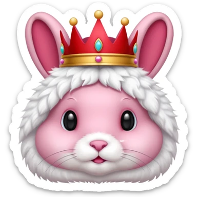 pink bunny with red crown sticker