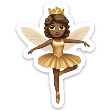  brown ballerina gold wings gold princess crown sticker