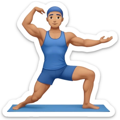 buff man with blue short Crescent Lunge yoga sticker