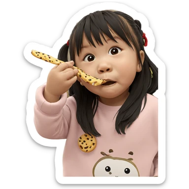 girls enjoying snacks by tree sticker