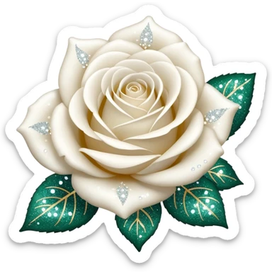 Glitter White Roses sticker