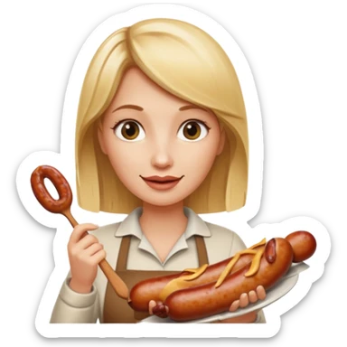 Naked blonde holding weiner sticker