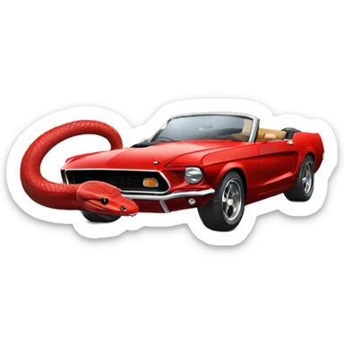Red snake driving a black ford mustang  sticker