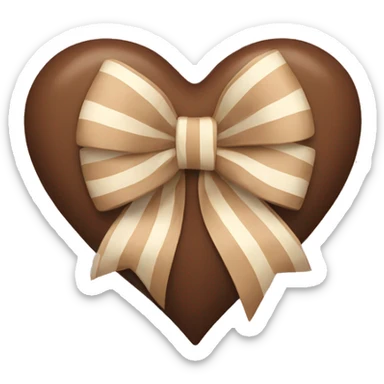 brown pastel heart with a beige striped bow sticker