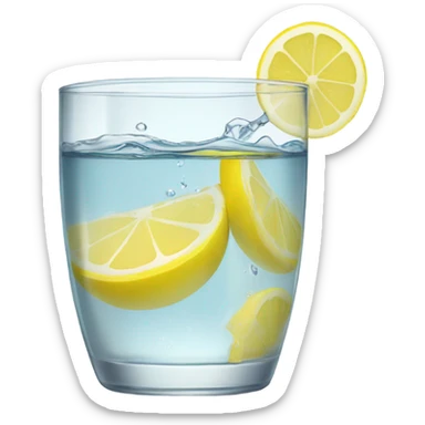 a glass of water with lemon sticker