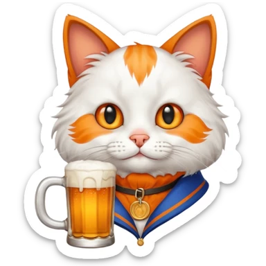 cat drinking a beer sticker