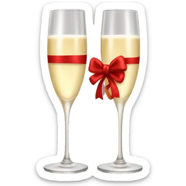 Champagne glass with red bow  sticker