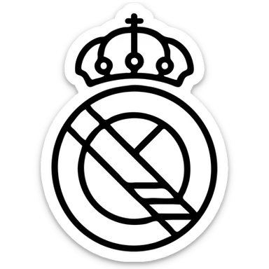 Abstract Real Madrid emblem, reduced to minimal white and gold outlines, no text, icon style sticker