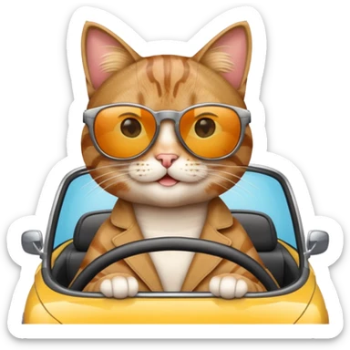 Cat driving a car sticker