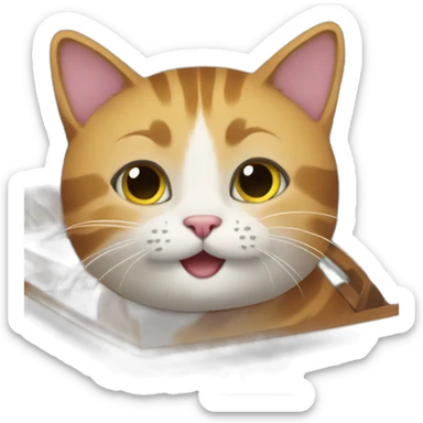 cat on a boat sticker