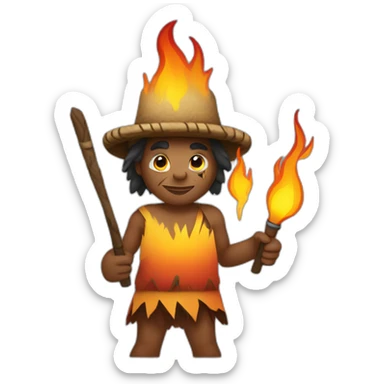 Aborigines with fire torch in a hand sticker