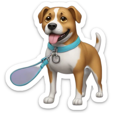 man in a dog costume, on a leash sticker