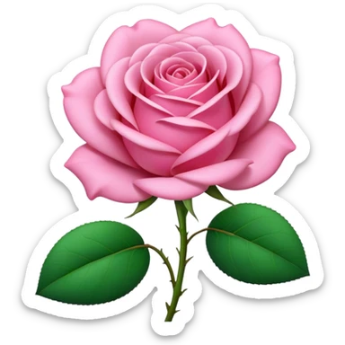 pink rose with green stem sticker