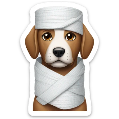 Dog wrapped bandages in arms sticker
