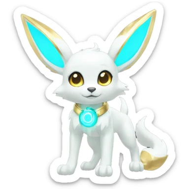 Shiny White Angelic Electric Albino Umbreon. cyan eyes and cyan markings. Golden rings full body sticker