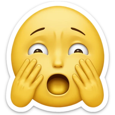 A shocked emoji cryying with his hand sticker