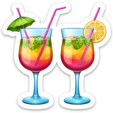 two realistic glasses of cocktail in emoji style sticker