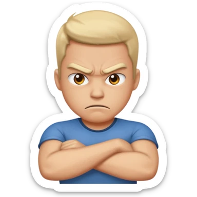 angry face crossing arms sticker